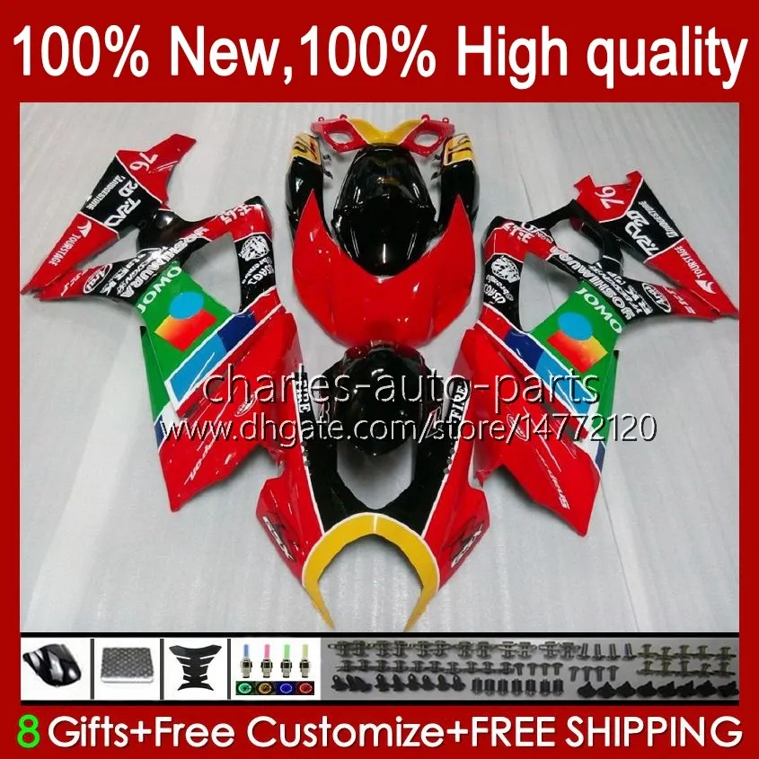 Motorradverkleidungen für Suzuki GSX R1000 GSXR 1000 1000CC 2007–2008 48 Nr. 4 GSX-R1000 GSXR1000 K7 07 08 GSXR-1000 GSXR1000CC 2007 2008 OEM-Verkleidungsset JOMO roter Bestand