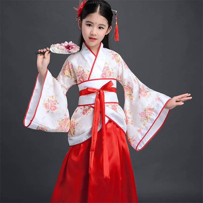 Stage Wear Oude Chinese Kostuum Kinderen Kind Zeven Fairy Hanfu Jurk Kleding Volksdansvoorstelling Traditioneel Voor Meisjes3281