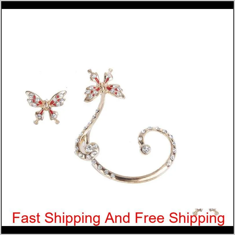 global low-cost the european version of personality lovely butterfly ear hanging earrings are high-grade alloy 18k gold earrings