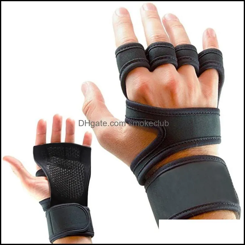 Support de Poignet Sécurité Athlétique Extérieur Comme Extérieur 1 Paire Slip Sports Gym Fitness Antichoc Haltérophilie Entraînement Gant Demi Doigt VTT