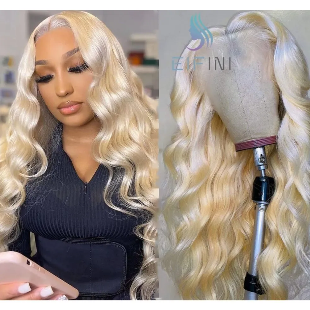 180 Densitet Blond / Röd / Svart Body Wave Lace Front Wig Brazilian Human Hair 20-28 tum Syntetiska Paryker För Kvinnor