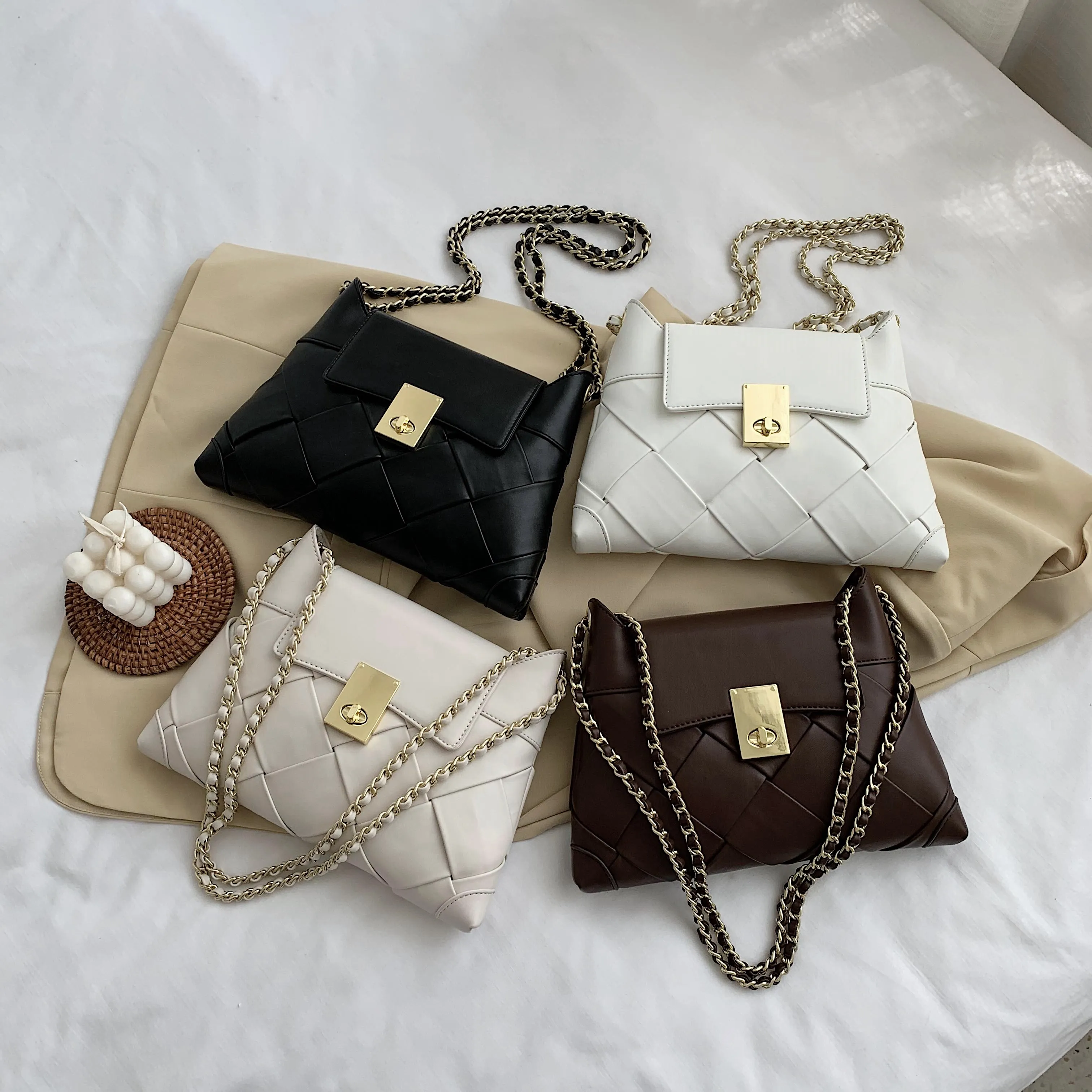 Crossbody Bags Small Weave PU Leather For Women 2021 Solid Color Shoulder Handbags Female Travel Women's Hand Bag