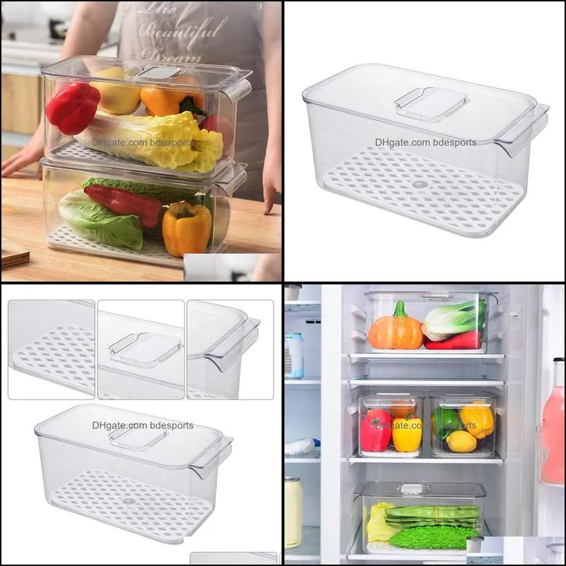 Storage Bottles & Jars Japanese-style Drain Box Plastic Washing Fruit Vegetable Basket Kitchen Refrigerator Sealed Covered Case