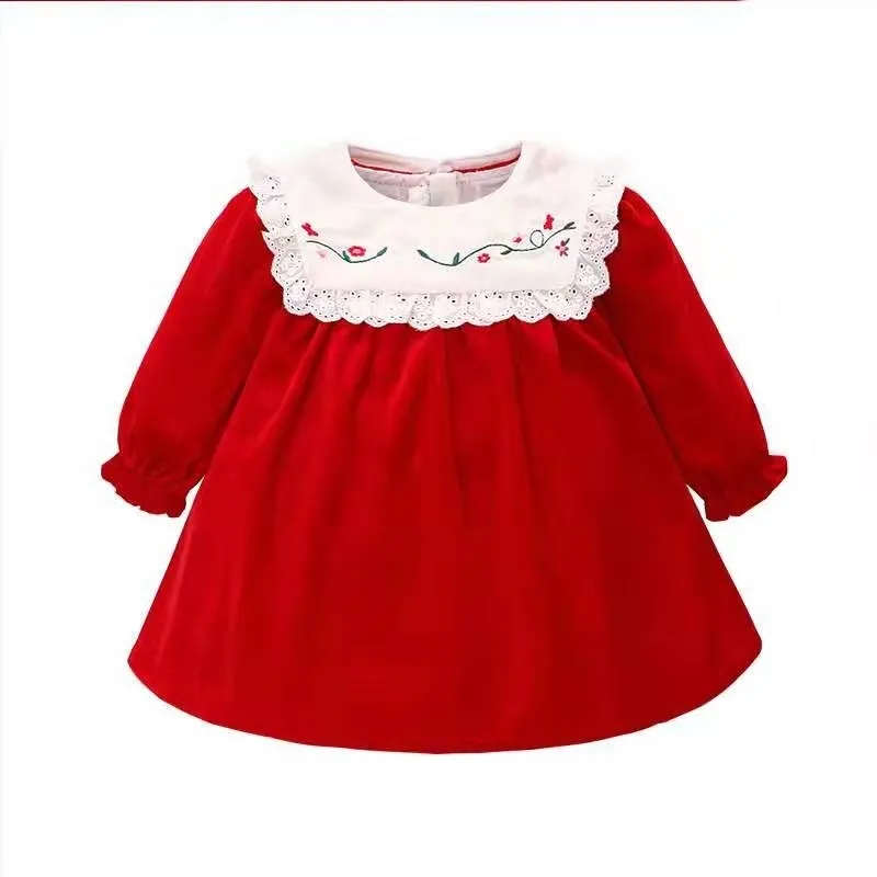 Vlinder Baby Girl Robe bébé fille vêtements filles robe de Noël robes d'anniversaire nouveau style robe de princesse brodée 9M ~ 3T 210315