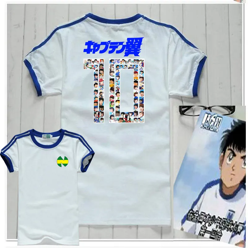 キッズ子供青少年サッカー綿カジュアル tシャツキャプテン翼大空翼ブルーサッカー日本アニメ男性女性 tシャツ