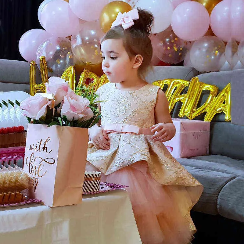 2021 Yaz Nakış İkiz Kostümleri Tutu Elbise 1st Doğum Günü Elbise Bebek Kız Töreni Prenses Elbise Parti Açılış Elbise G1129