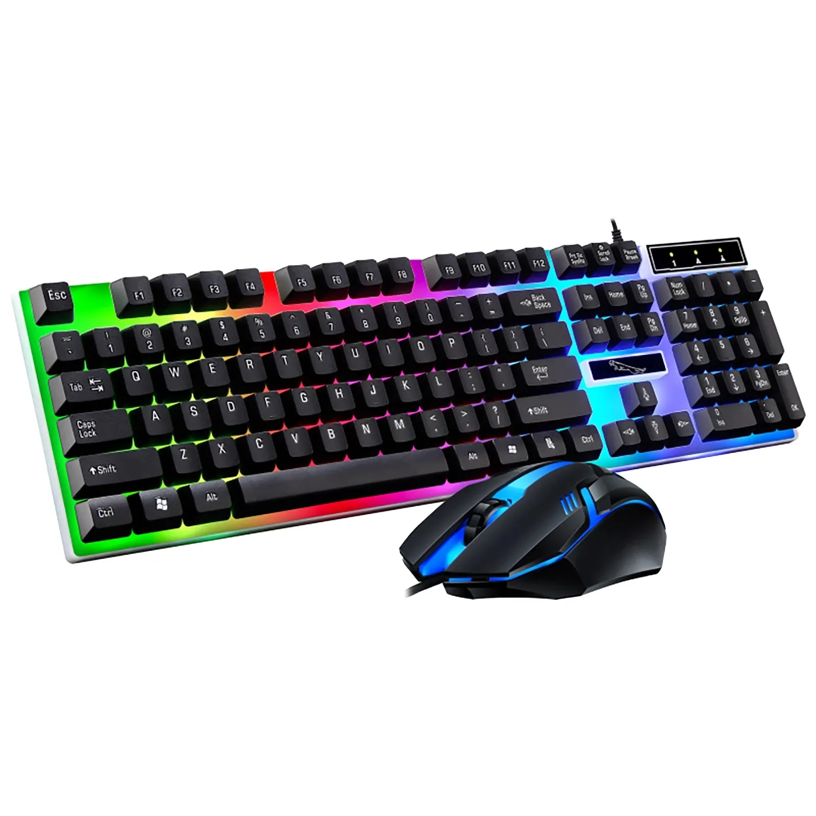 G21B USB-verdrahtete bunte LED-Hintergrundbeleuchtung 104 Tasten Mechanische Tastatur-Maus-Set für Gaming-Laptop-Computer-PC