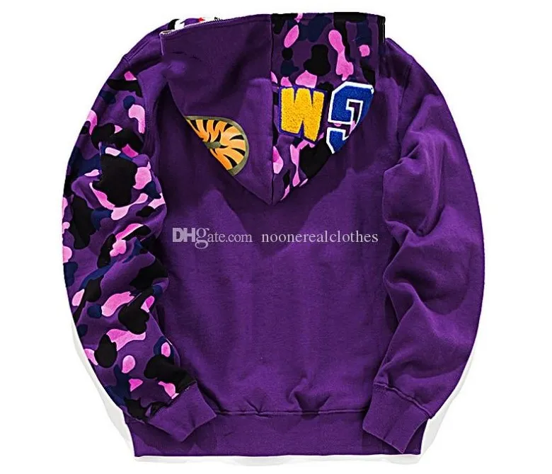 Heren Dames Sportkleding Jas Jogger Trainingspak Patchwork Fleece Sweatshirt Zwart camouflage Hip Hop Rits Hoodie Heren Shark mondjack