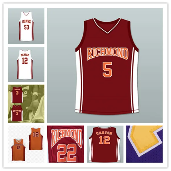 Custom Ncaa College RICHMOND OILERS Retro Basketball Jerseys 12 Damien Carter 22 Timo Cruz 53 JUNIOR BATTLE 5 Jason Lyle 3 Worm Willis Coach Stitched