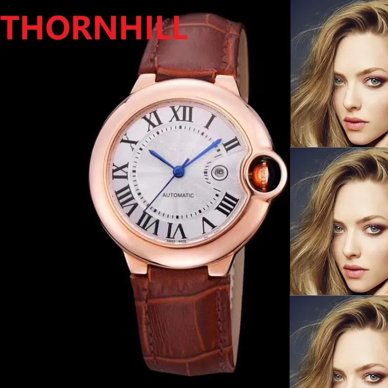 Hochwertige römische Damenuhr, mechanisch, automatisch, 36 mm, echtes Leder, Saphirglas, 316L-Edelstahlgehäuse, Armbanduhr, Geschenke, Armband, Montres de Luxe Femme