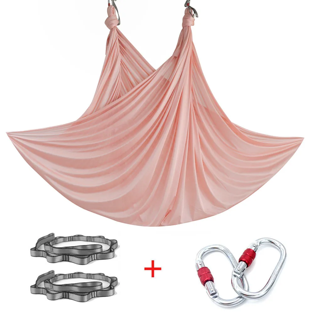 Nylon 5 Meters Yoga Hammock Set Aerial Yoga Swing Equipment Kit with Accesories for Bodybuilding, Yoga Exercise Q0219