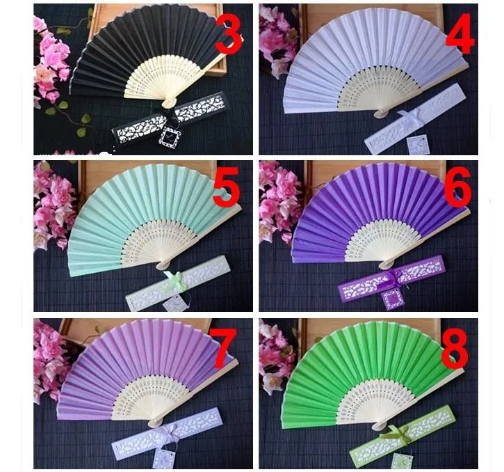 Party Favors Fashion Grawerowane Folding Hand Silk Fan Fold Vintage Fani z Organza Torba Prezent Dostosowany Prezent Ślubny SN3117