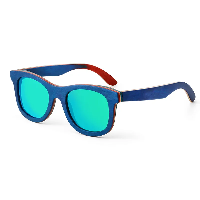 Ny mode retro trä kvinnor män högkvalitativa varumärkesdesign påfågel blå polariserade solglasögon strand bambu glasögon