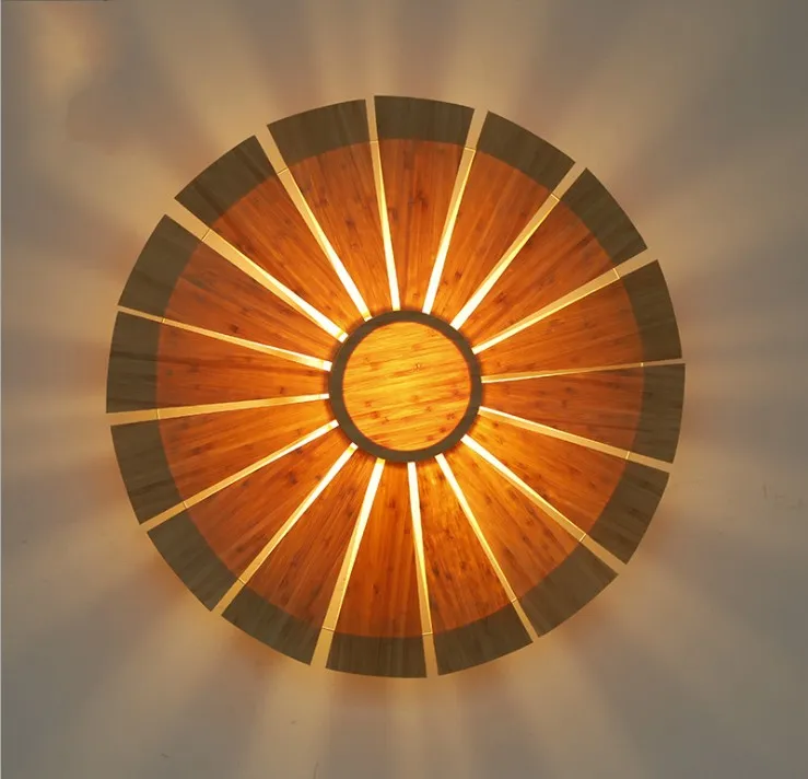 Bamboe Wall Lamp Wood Sconce Doorway Foyer Porch Loft Hotel Nordic Pastoral UFO Lighting Paraplu Light