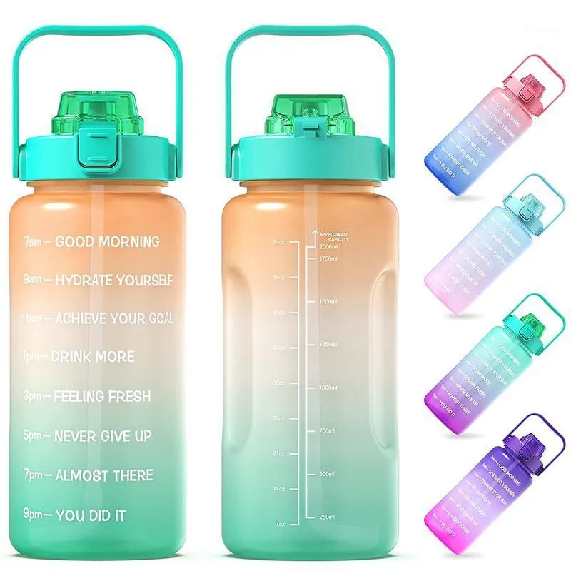 Butelka z wodą zoMake pół galon ze słomką markerową - 64 uncji BPA DARMOWY duży motywacyjny sport