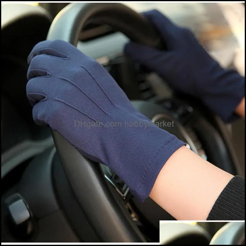 Summer Sun Protection Gloves Male Thin Breathable Anti-Slip Driving Gloves Anti-UV Full Fingers Man Mittens SZ105W1 201020