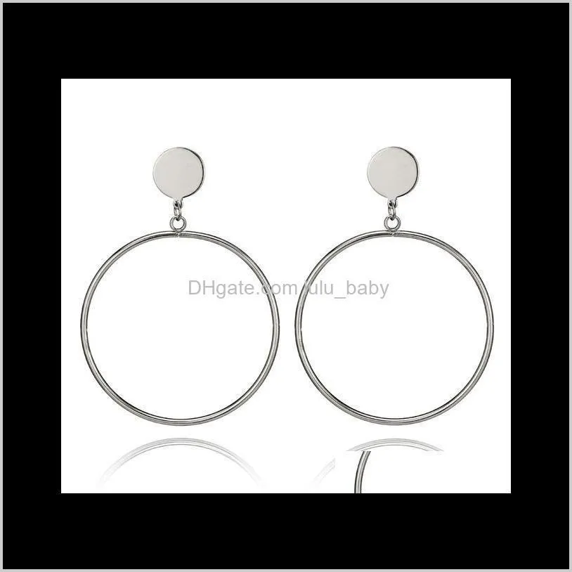 Hot selling New korean earrings for girls Big Geometric stud Earring women creative big circle round earring gold silver jewelry