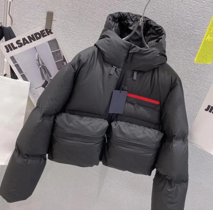 22fw Erkek Kadın Tasarımcı Ceket Kaban Moda Klasik Mektup Kapşonlu Büyük Cep Ceketler Kış Sıcak Kısa Uzun Kaban Parkas 3 renk Boyut S-L