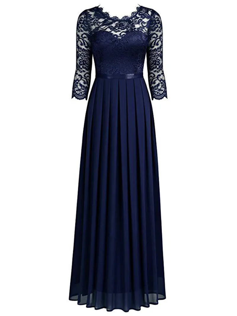 Navy Floral Lace Maxi Dress With 3/4 Sleeves And... From Luote, $23.21 | DHgate.Com Navy Floral Lace Maxi Dress With 3/4 Sleeves And... From Luote, $23.21 | DHgate.Com