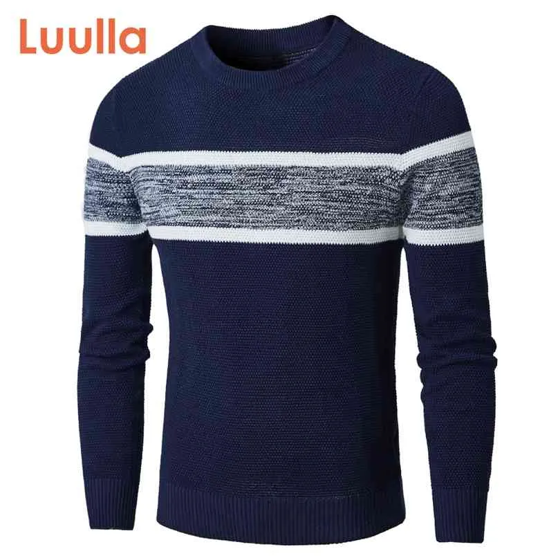 Luulla 남자 가을 클래식 캐주얼 니트 코튼 스웨터 풀오버 겨울 패션 스트라이프 O 넥 스웨터 코트 210918