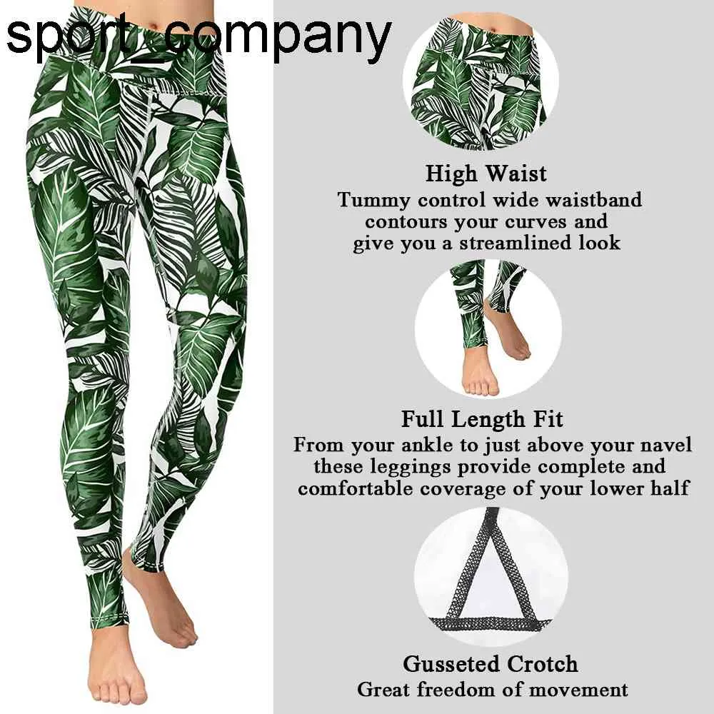 Leggings à feuilles vertes pour femmes, pantalons de Sport Sexy, ceinture confortable, collants de Sport pour femmes