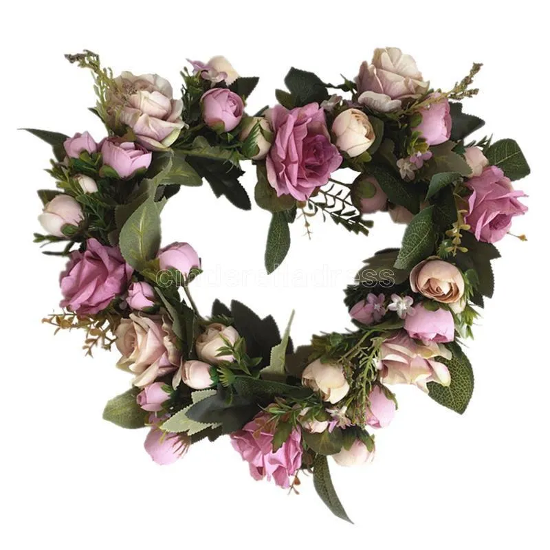 Decoratieve bloemenkransen 1 st Garland Ornament Kleurrijke Krans Decor Hart Opknoping voor Deur Muur CDC16