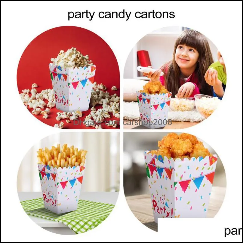 48pcs Paper Popcorn Boxes Colorful Printing Snack Boxes for Kids Birthday Party