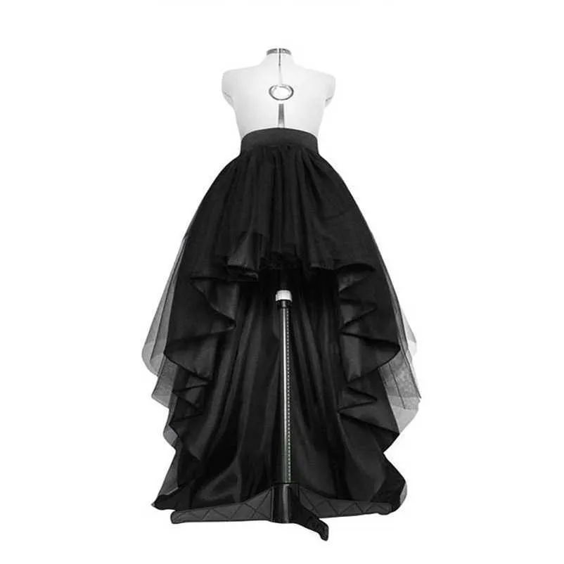 Jupe en tulle noir élevé Asymétrial HET TUTU MARIAGE BOURNE BRIDAL BOURNE HAUTE TAILLE PROM PROM PROH GALA SAIA SAIA 210311