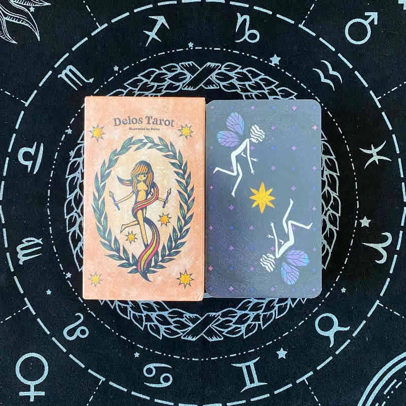 Novo Delos Tarot Deck Board Jogando Cartões De Partido Tabela Jogo Fortune-Telling Profecy Oracles Sui7r