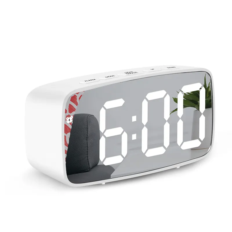 ミラー/アクリル目の目覚まし時計LEDデジタルボイスコントロールSZEの時間温度表示ナイトモードReloj Despertador 220311