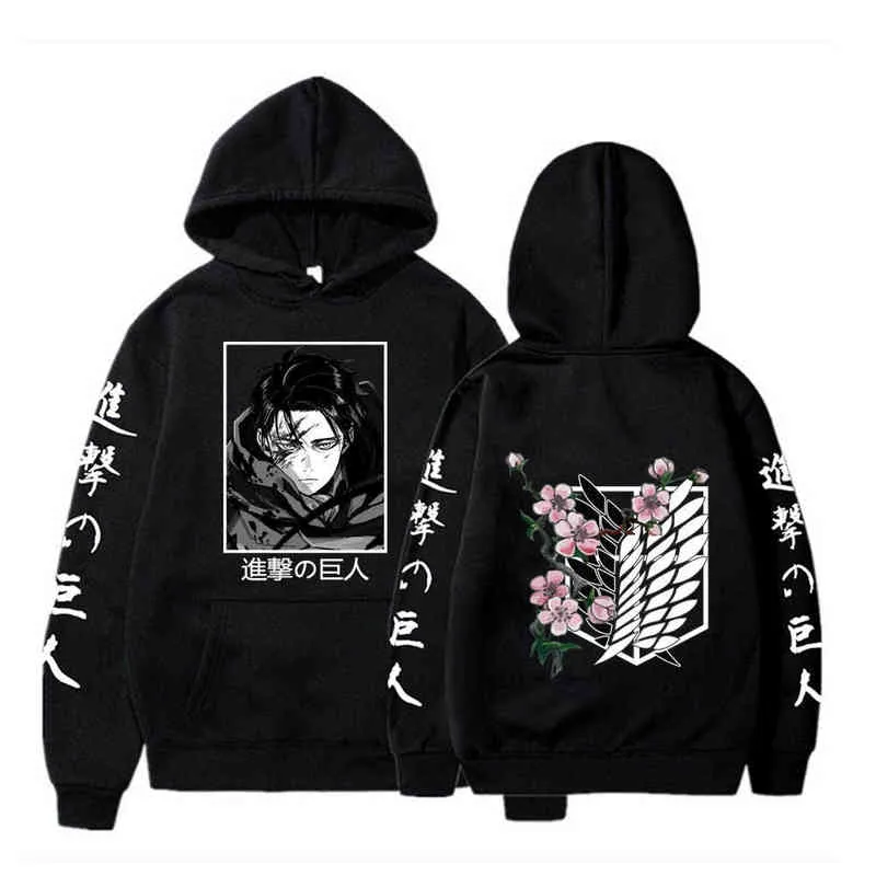 Anime Attack on Titan Hoodie Hip Hop Pullovers Tops Loose Long Sleeves Autumn Man Sudaderas Hombre Y1213