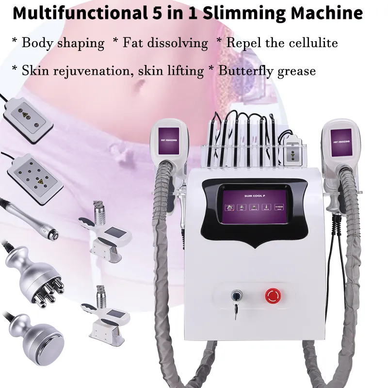 Bärbar 6 i 1 Cryolipolysy Body Slimming Machine Vakuumkryoterapi Fettfrysning Kavitation RF Lipolaser Slim Utrustning