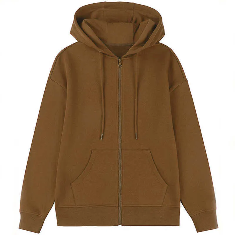 Brown zip up sweatshirt top