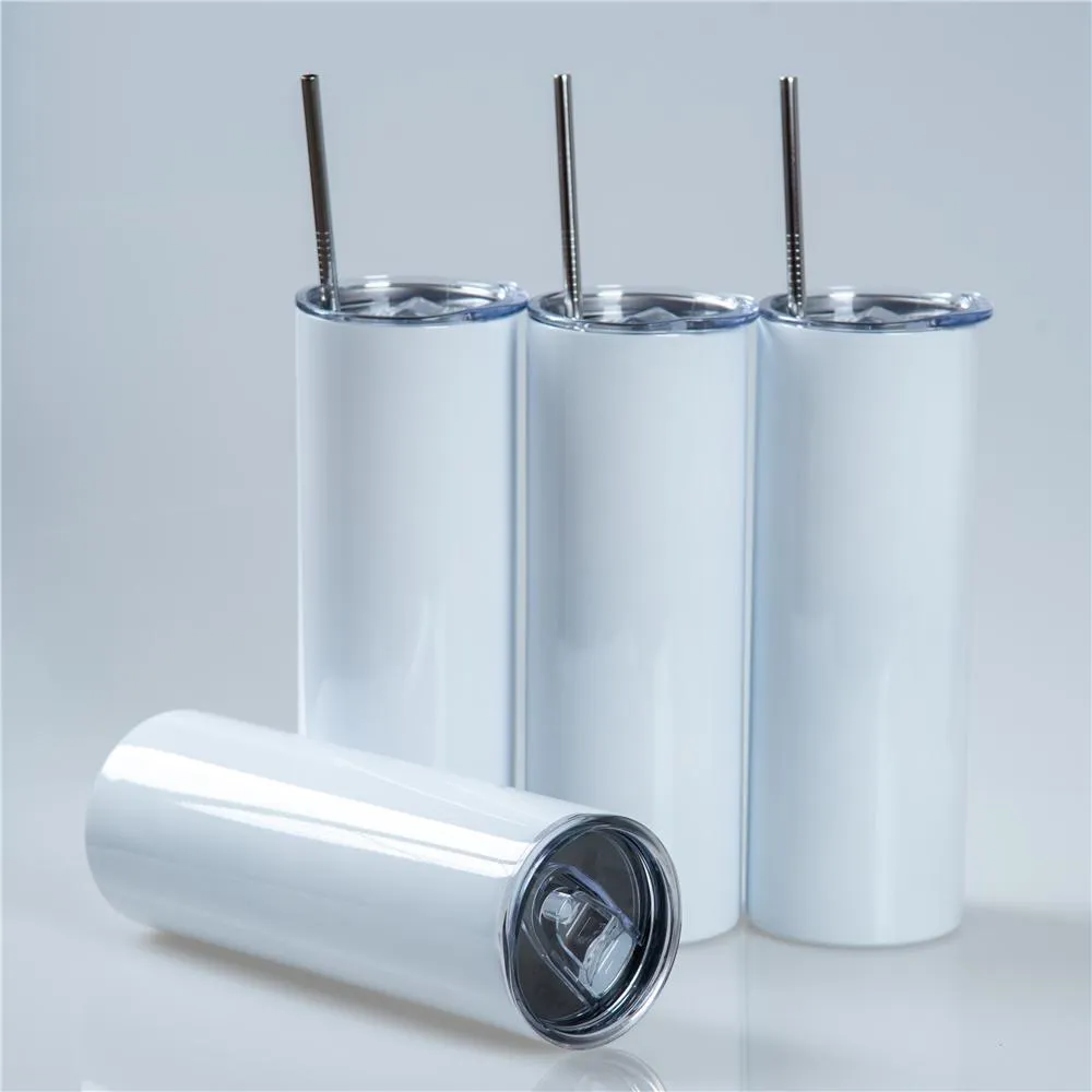 AGH Lot de 12 gobelets à sublimation droits avec couvercle et paille