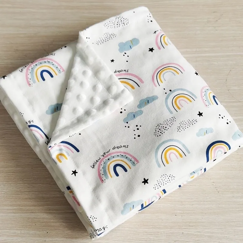 Cotton Super Soft rainbow 3D dot Toddler Baby Blanket Swaddle 100x75cm 210309