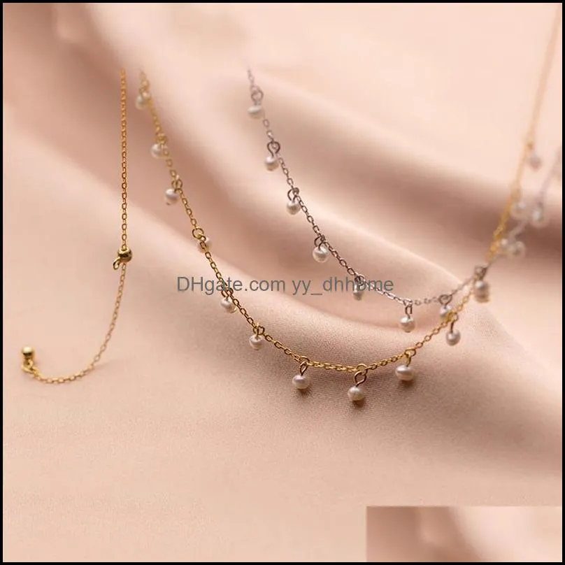 Chains A00981 Classic Natural Freshwater Baroque Pearl Clavicle Choker Necklace For Women 925 Sterling Silver Wedding Jewelry