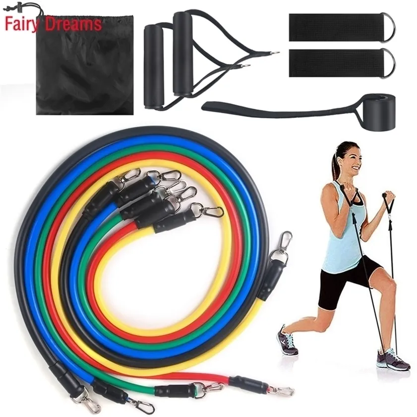 Gym Home Fitness Equipment Latex Resistance Band Multifunktion Muskel Träna träning Övning 11 -stycken Set Rally Rope 220216