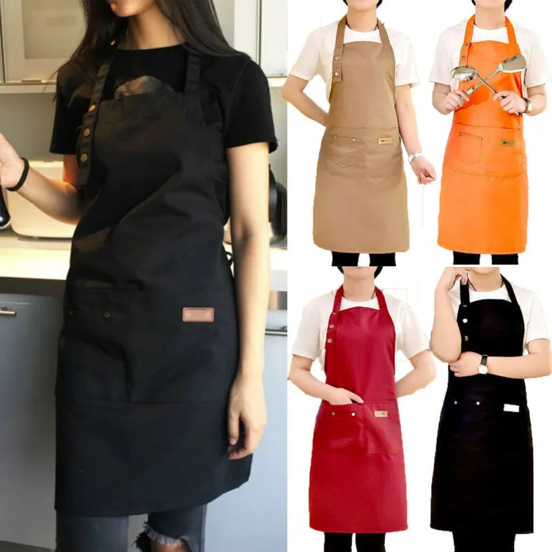 2 Grembiuli Da Cucina In Tela, Bianco E Nero, Con 2 Tasche, Regolabili – Per Uomo, Donna, Chef, Barbecue, Cameriera