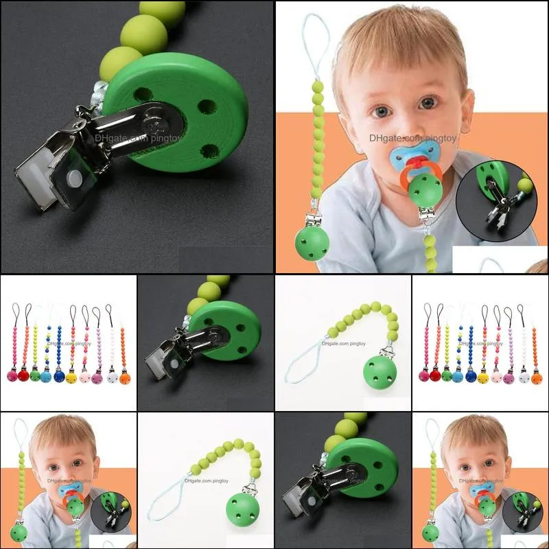 Toddler Kids Pacifier Chain Baby Infant Soother Wood Pacifier Clips Holders Chain Leashes Cases Baby Nipple Feeding