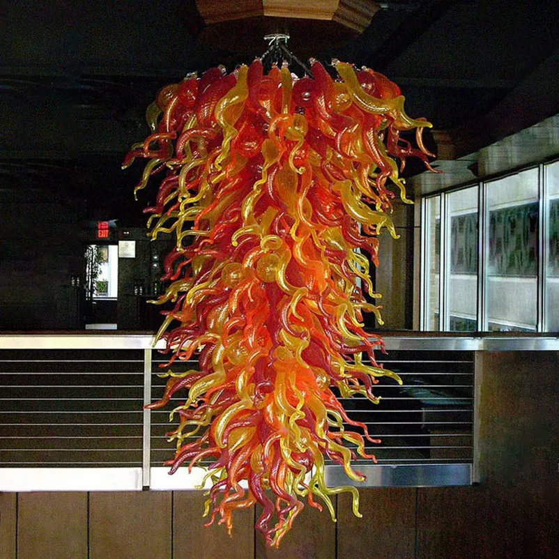 Lámparas colgantes modernas Araña de escalera grande para sala de estar dúplex Apartamento Decoración artística Restaurante Loft Lámpara en espiral Color ámbar naranja 54 o 60 pulgadas