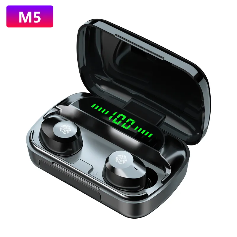 Auriculares inalámbricos M5 compatibles con auriculares Mini estéreo con graves auriculares deportivos con caja de carga para iPhone Xiaomi