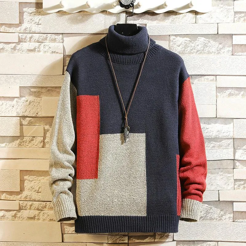 Mäns Tröjor Tröja Vinter Turtleneck Pullover Fashion Designer Mens Långärmade Svettar Ropa de Hombre 2021 Plus Storlek 5x