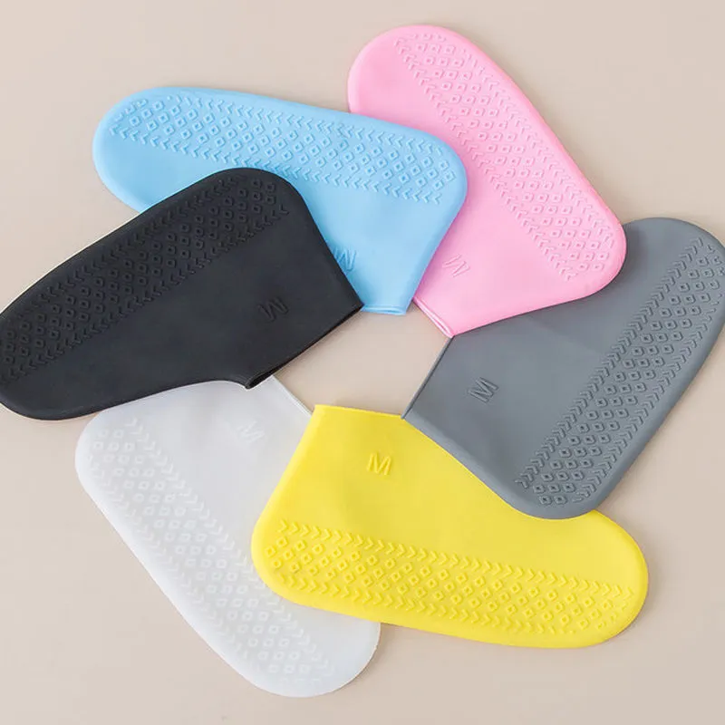 Couvre-chaussures en silicone imperméables réutilisables Bottes imperméables unisexes Couvre-chaussures antidérapants Épais résistant à l'usure Portable Pluie extérieure Utile 130 V2