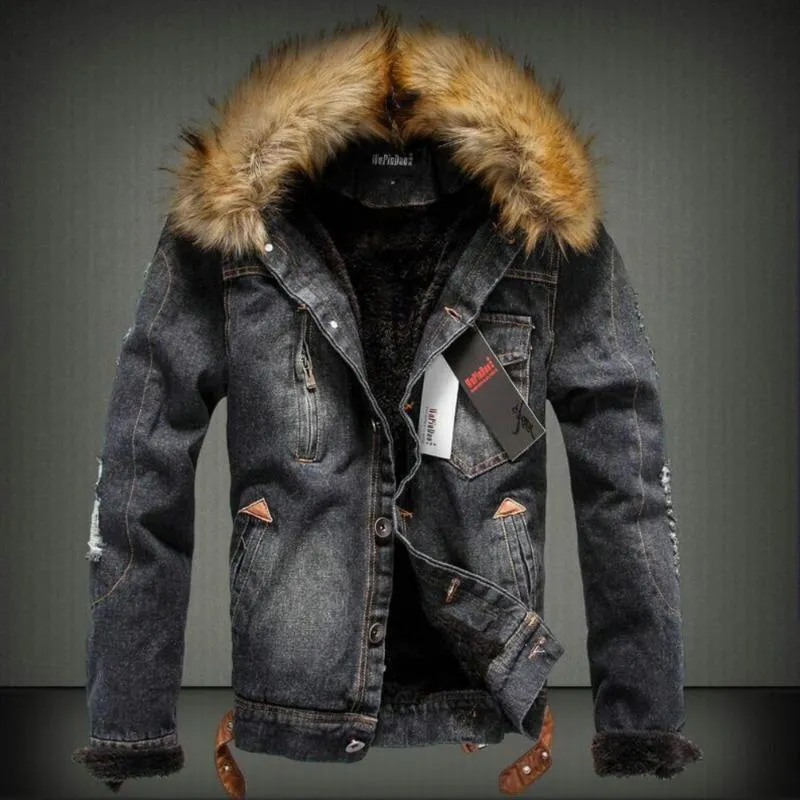 Mens Luxury Winter Denim Jacket With Fur Collar And Wool Liner Warm Mens Outerwear In Large Size 6XL From Baonuan 33.98 DHgate.Com