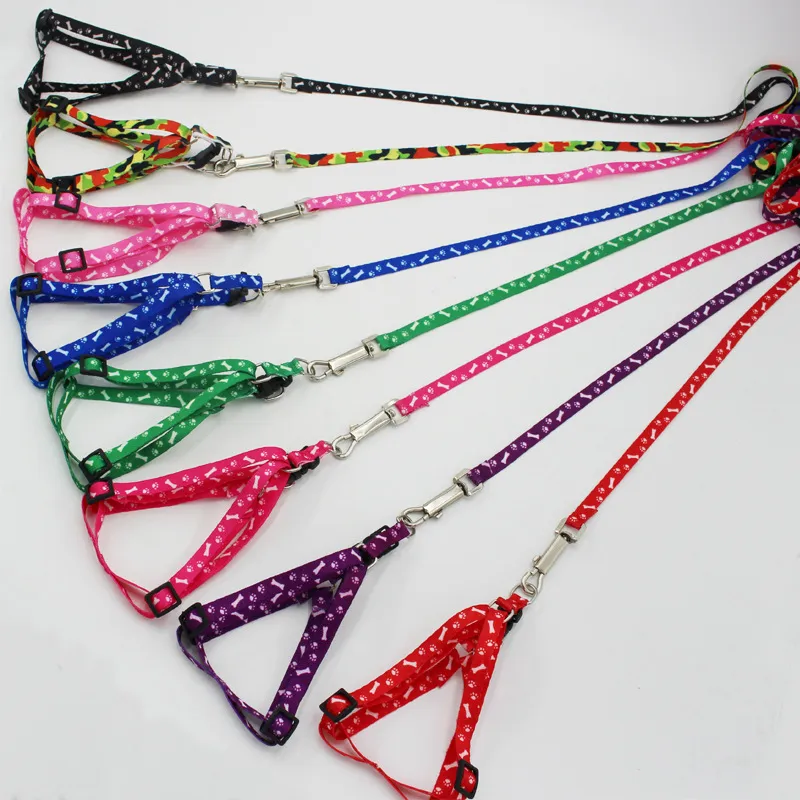 Fast delivery 1.0*120cm Dog Harness Leashes Nylon Printed Adjustable Peto Dogs Collar Puppy Cat Animals Accessories Pet Necklace Rope Tie Collar