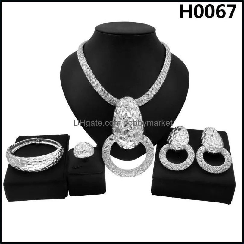 Earrings & Necklace Latest 2021 Brazil Gold Plated Jewelry Set Ladies Bridal Wedding Luxury H0067