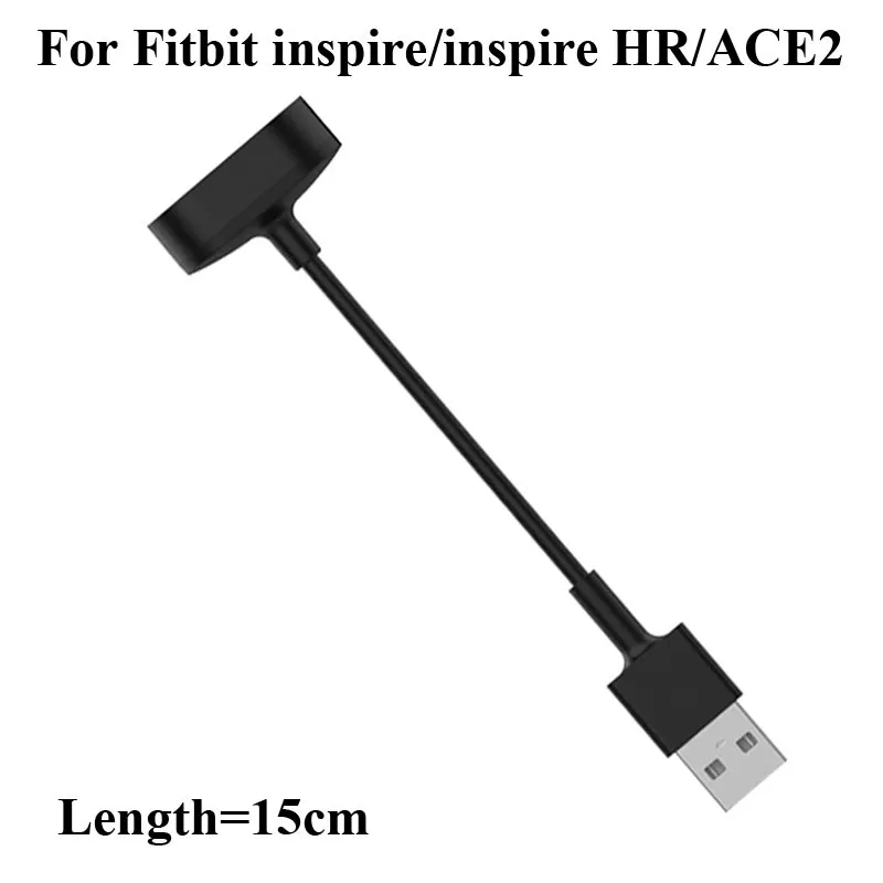 شاحن USB طوله 15 سم لـ Fitbit ACE2 Inspire HR Smart Bracelet Cable Magngetic Cabledbands Ace 2 Charge Cord