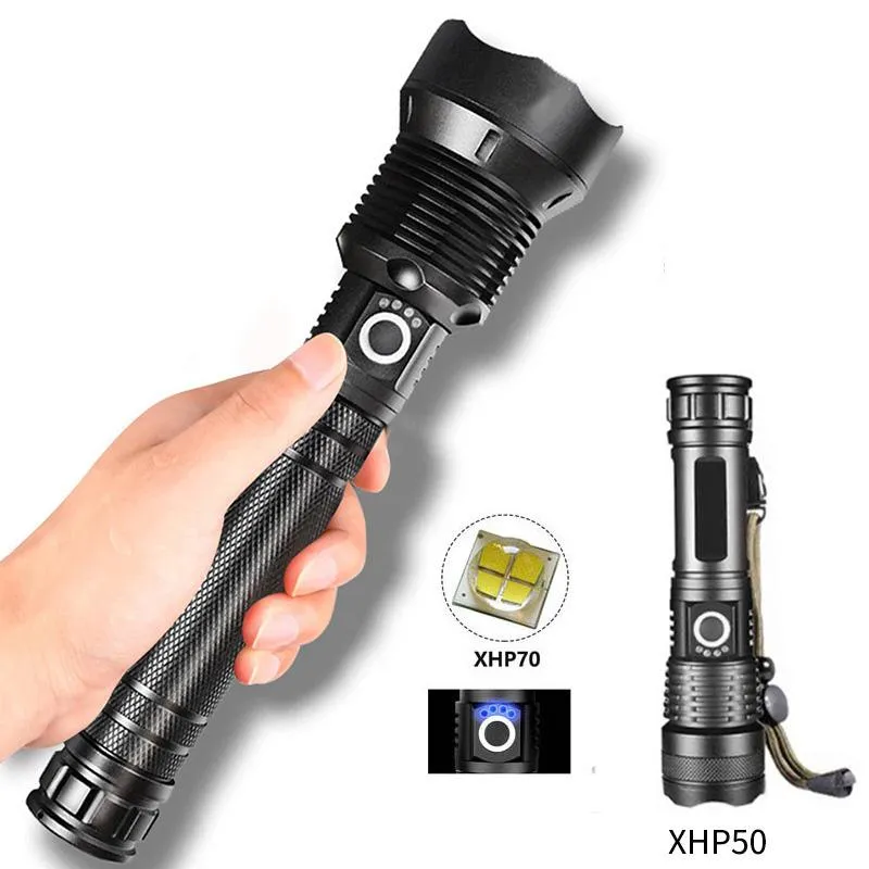 Flashlights Torches Most Powerful P50/P70 Strong Light Waterproof USB Charging Zoomable LED Camping Outdoor
