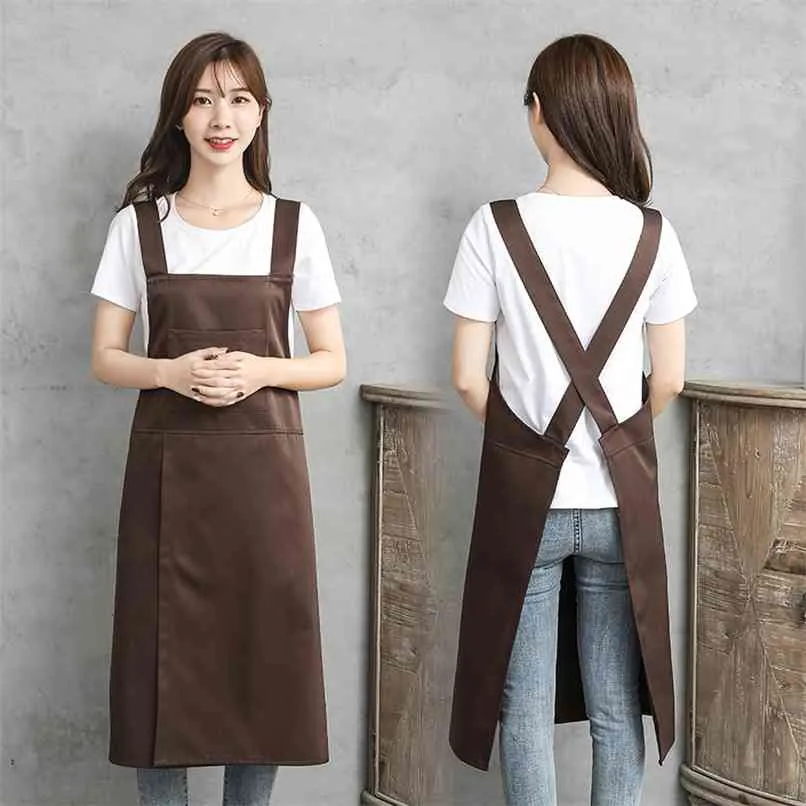 Chef Apron with Front Pockets Japanese Style Unisex Bib Kitchen Perfect for DIY Project Crafting Cooking Baking BBQ 210625