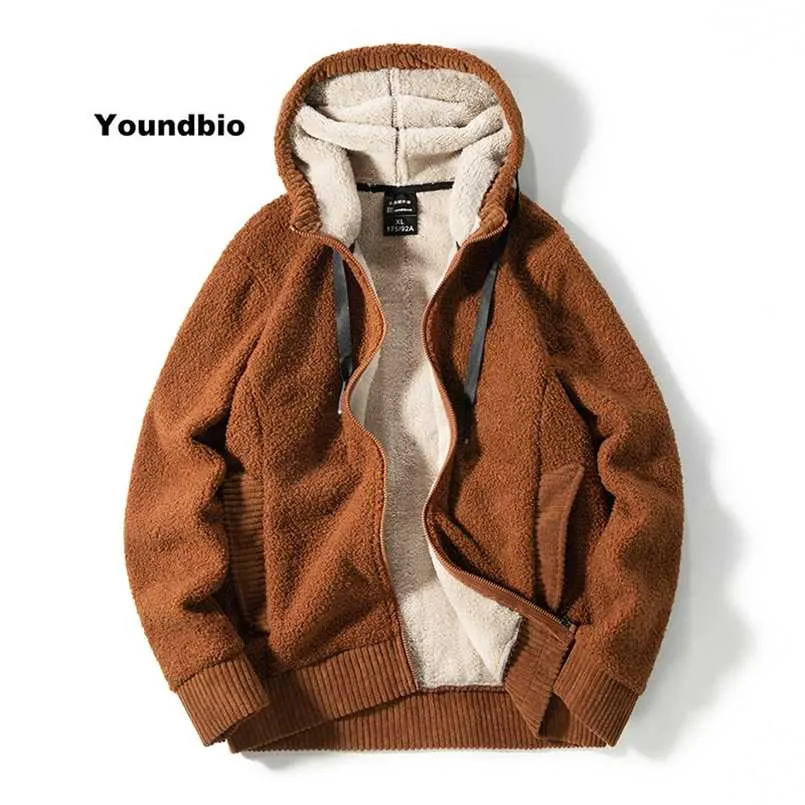 Män hoodies jacka vinter tjock varma fleece bekväma teddy cashmere jacka kappa män casual dragkedja hoodie sweatshirts män 211103